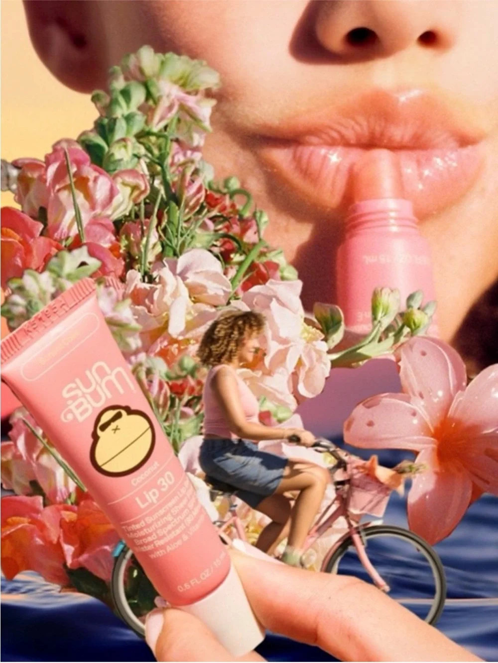 Sun Bum SPF 30 Tinted Lip Balm Sunset Cove Coconut NWT Vegan Coral